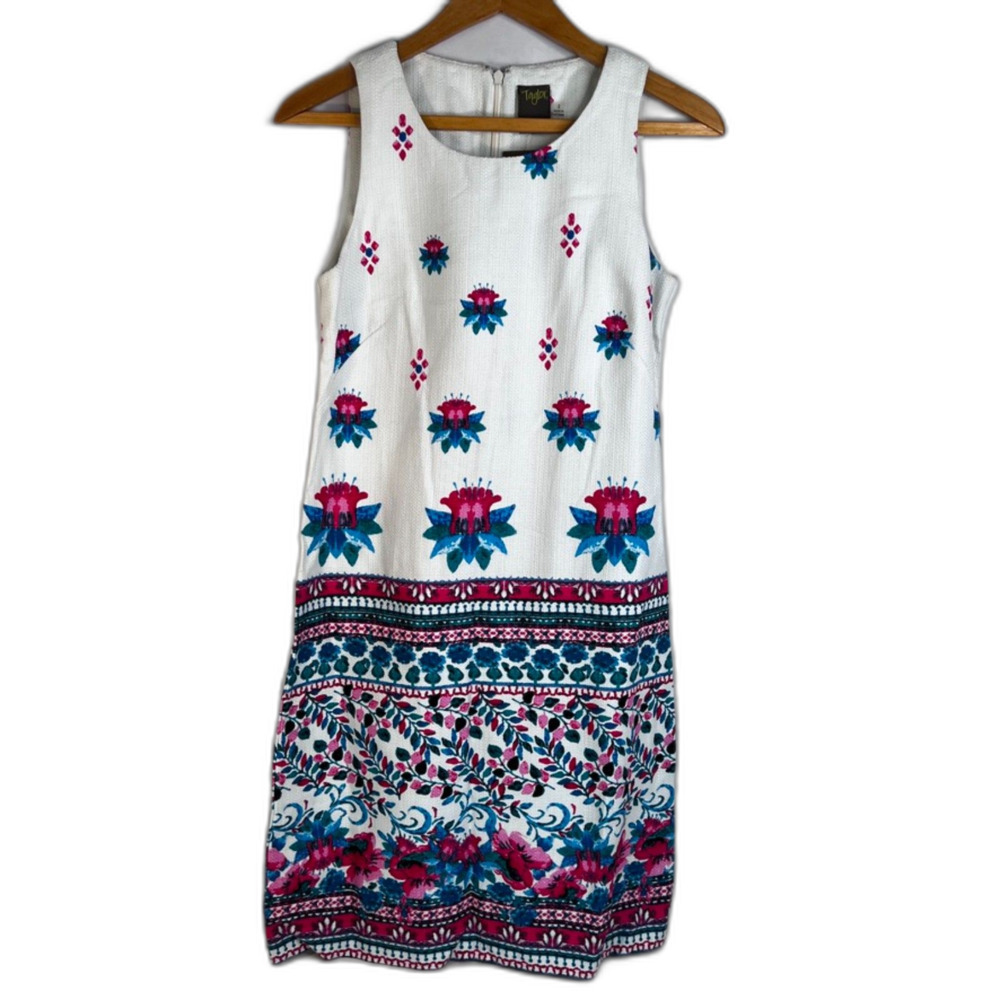 Taylor NWT Sleeveless Cotton Fitted Dress Colorful Boho Dressy Cottage Size 2